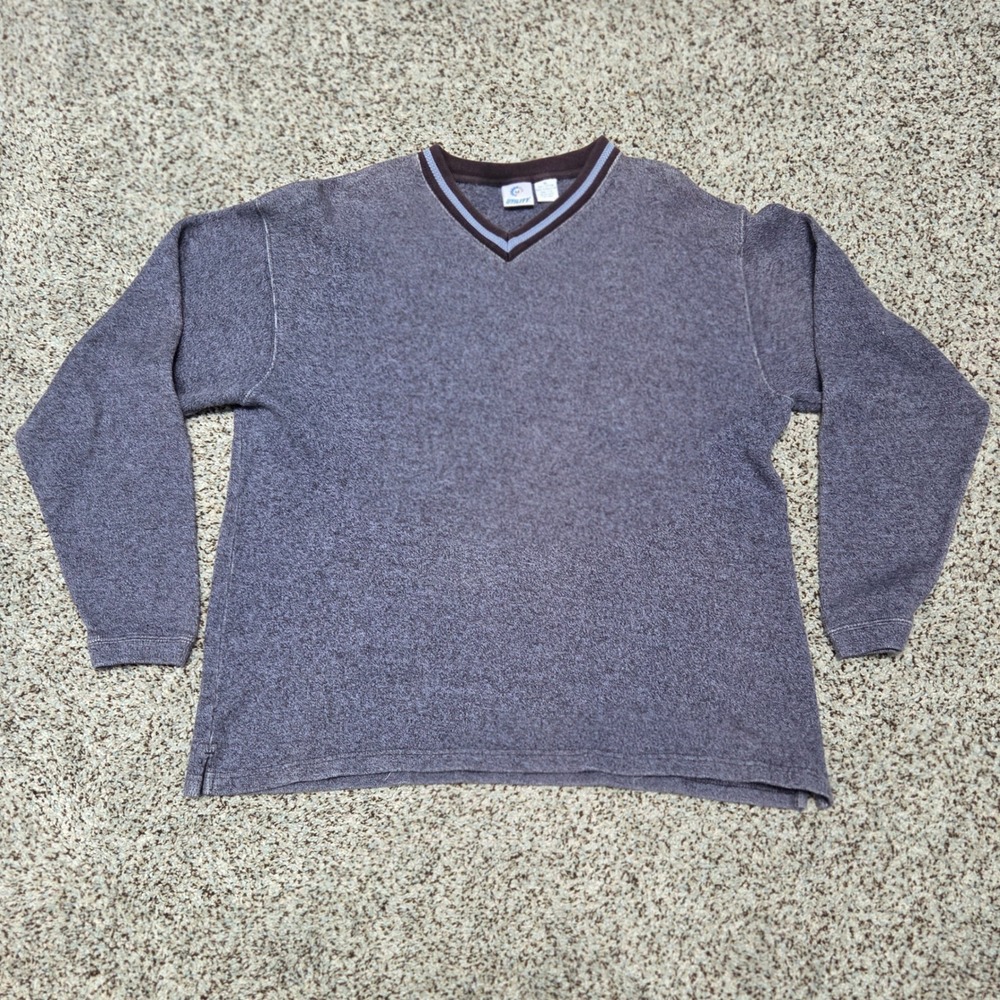 Utility V-Neck Pullover Sweater Soft Casual Long Sleeve Top XL